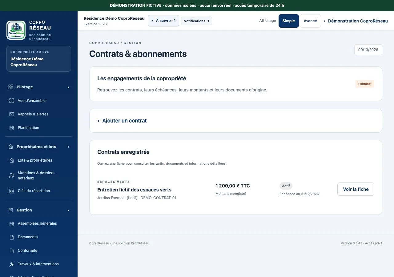 Contrat fictif d’entretien des espaces verts et son échéance