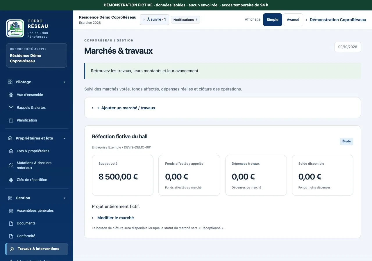 Opération fictive de réfection du hall en étude